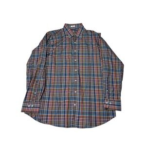 Peter Millar Mens Extra Large Plaid Button Down Long Sleeve Shirt 100% Cotton